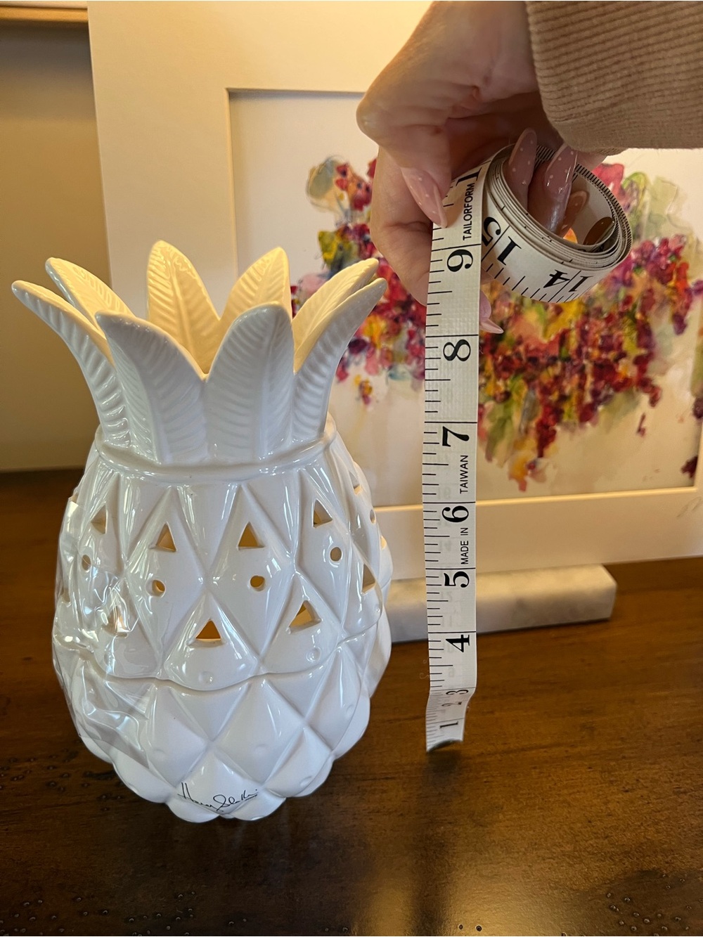 White Ceramic Pineapple Votive Holder - Decorative Home Accent